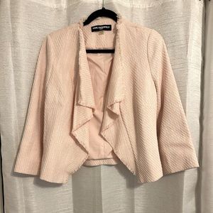 Karl Lagerfeld Paris Open Draped Blush Pink Blazer, 3/4 Sleeve.